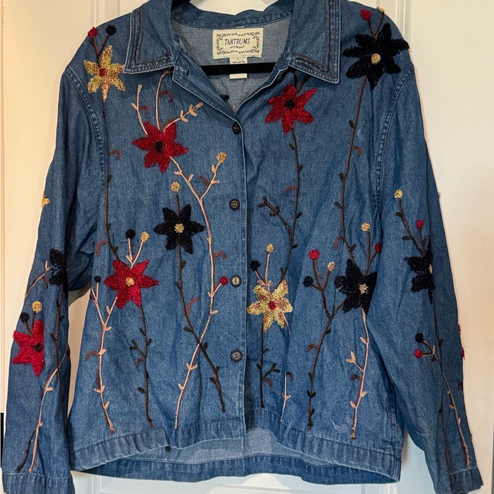 Vintage Boho Emroidered Denim Shirt